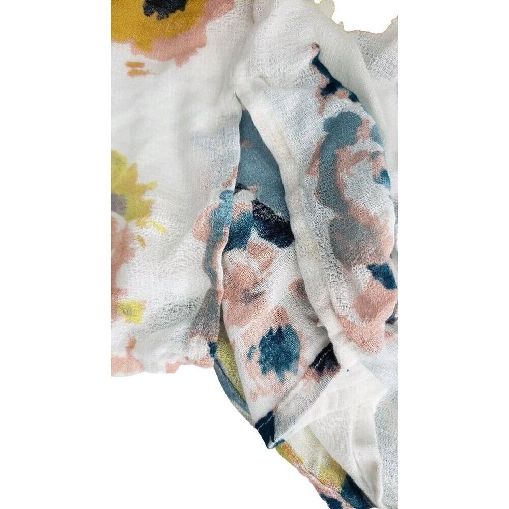 Lucky Brand Women's Floral Peasant Blouse Top keyhole (Size L) Long Sleeve - Picture 9 of 12